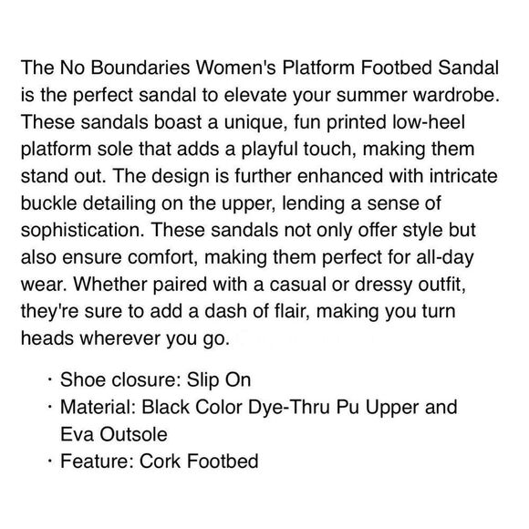No Boundaries NWT Platform Sandals - Picture 2 of 9